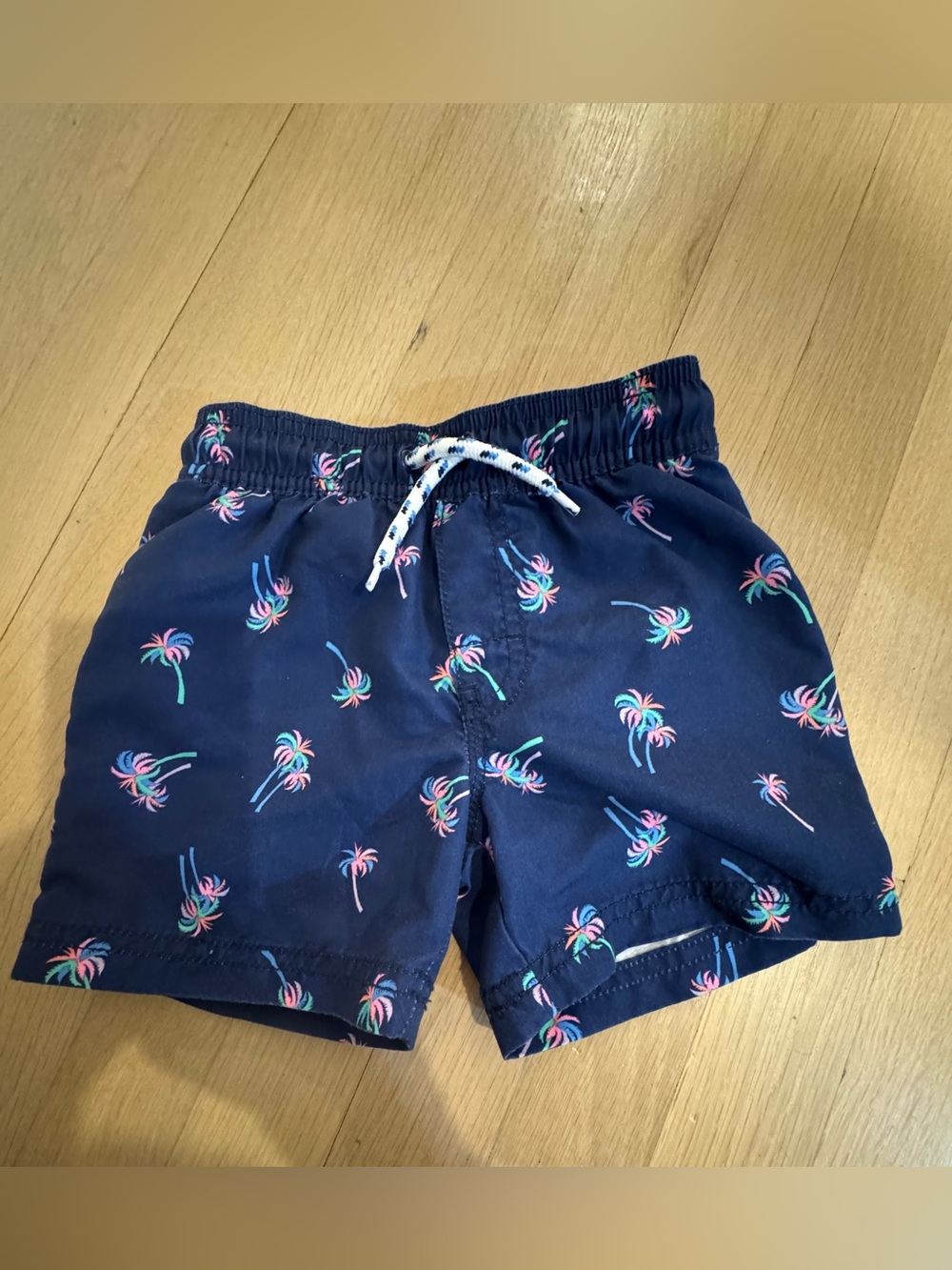 OshKosh B'gosh Navy Swim Shorts with Pink & Teal Palm Print